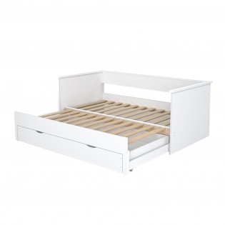 Banquette extensible MONA 90x190 cm + 2 sommiers + 1 tiroir / Blanc