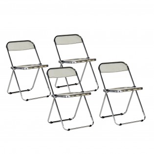 Lot de 4 chaises pliantes de salle à manger EVA / Gris clair