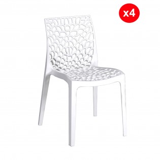 Set aus 4 stapelbaren Stühlen TELA / Weiß