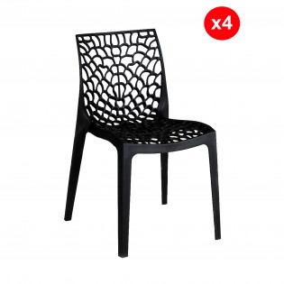 Lot de 4 chaises empilables TELA / Noir