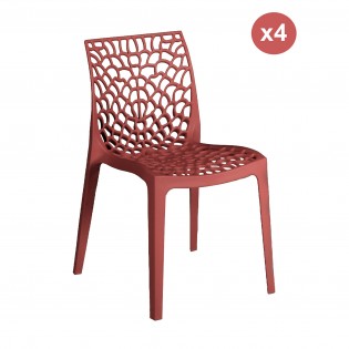 Set aus 4 stapelbaren Stühlen TELA / Rot