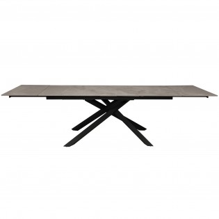 TABLE À MANGER EXTENSIBLE EN PIERRE OSIRIS / TABLE 180X90CM + 2 ALLONGES DE 50CM - 12 PERSONNES - GRIS