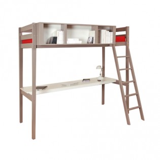 Hochbett LOU mit Schreibtisch / Grau