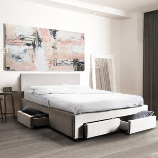 Lit LUGANO 160x200 + 1 sommier + 4 tiroirs / Gris clair