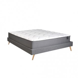 Lit BOREA 160x200 tissu + 1 sommier + 1 matelas CARLTON / Gris Foncé