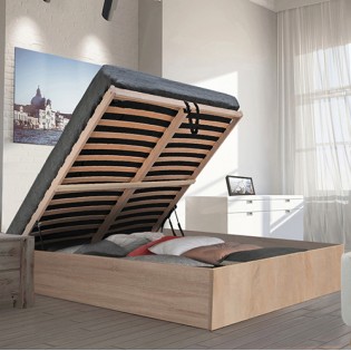 Kastenbett BILBAO 140x200 cm + Bettkasten / Eiche gebleicht