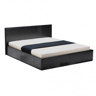 Lit coffre BARCELONA 140x190 + 1 sommier + 1 matelas mémoire de forme / Noir