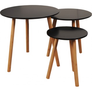 Lot de 3 tables basses gigognes VENUS / Noir