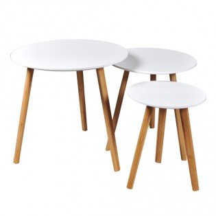 Lot de 3 tables basses gigognes VENUS / Blanc