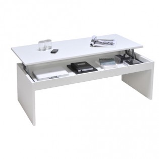 Table basse plateau relevable DARWIN 100x50cm / Blanc