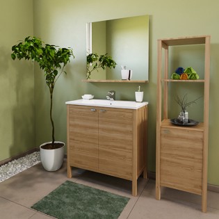 Meuble de rangement TRIBU 1 porte - 3 tablettes / Décor Chêne