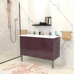 Ensemble meuble sous-vasque + vasque résine MILANO / Aubergine