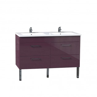 Ensemble meuble sous-vasque + vasque résine MILANO / Aubergine