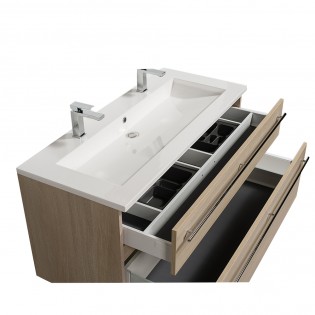 Meuble sous-vasque 120cm + vasque + miroir + éclairage MAIA / Décor Chêne naturel