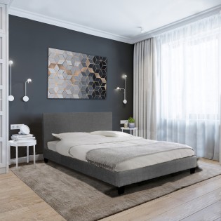 Bett DUBLIN mit Lattenrost/ Bett 140x190 - Dunkelgrau