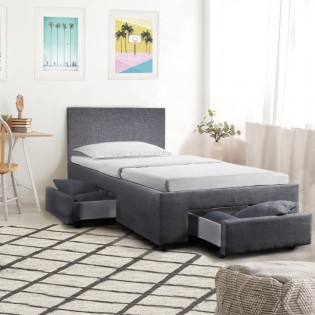 BETT LUGANO mit Schubladen/ Bett LUGANO 90x190 - Dunkelgrau
