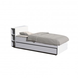 BETT MIT KOPFTEIL RIGA mit Schublade / Bett 90x190 - Weiß