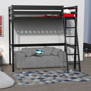 Mezzaninbett STUDIO 90x190 + 1 Bettkasten / Schwarz