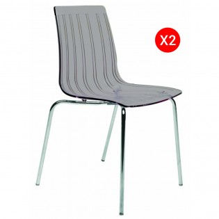 Lot de 2 chaises CANDY empilables / Gris Transparent