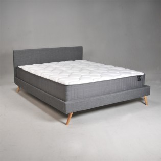 Lit FJORD 140x190 tissu + 1 sommier + 1 matelas CARLTON / Gris Foncé