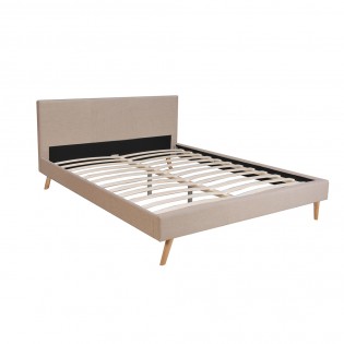 Bett FJORD 140x190 Stoff + 1 Bettkasten / Beige