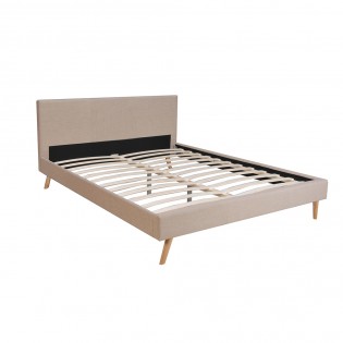 Lit FJORD 160x200 + 1 sommier / tissu Beige