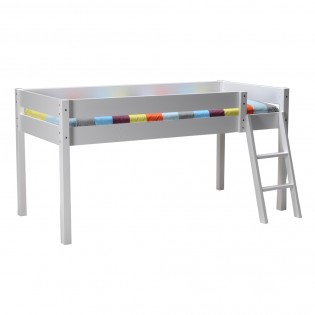 Lit mi-hauteur LAURA 90x200 + 1 sommier / Blanc