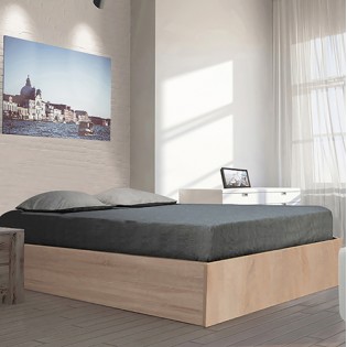 Kastenbett BILBAO 140x190 cm + Bettkasten / Eiche gebleicht