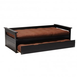 AUSZIEHBETT TOLEDE mit Bettschublade/ Bett 2x90x190 - Schwarz
