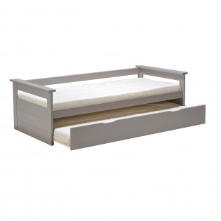 Ausziehbank TOLEDE 90x190 + 2 Lattenroste + 1 Bettschublade / Grau