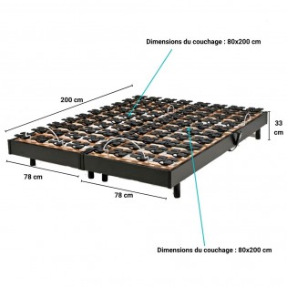 Ensemble 2 sommiers relaxation électrique FLEXPALACE 2x80X200 / Noir