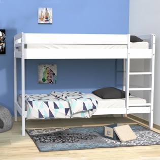 Etagenbett BRICE 90x190 + 2 Lattenroste / Weiß