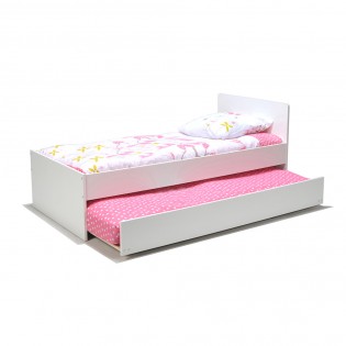 Lit gigogne SUN 90x190 + 2 sommiers + 1 tiroir-lit / Blanc