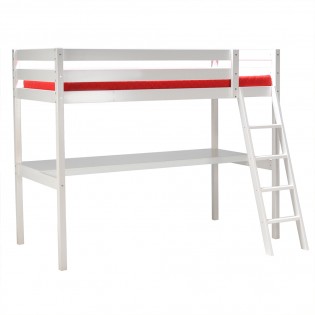 Lit mezzanine ASPEN 90x190 + 1 sommier + bureau / Blanc