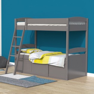Lit superposé RABBIT 90x190 + 2 sommiers / Gris