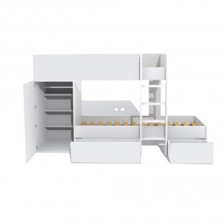 ETAGENBETT mit Schrank und Schubladen/ Bett 90x190 TWIN - Weiß