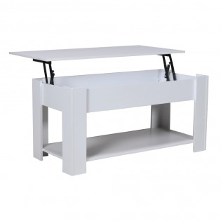 Table basse plateau relevable UTAH 100x50cm / Blanc