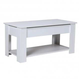 Table basse plateau relevable UTAH 100x50cm / Blanc