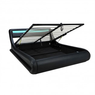 Lit coffre SURF 160x200 LEDS intégrées + 1 sommier / Noir
