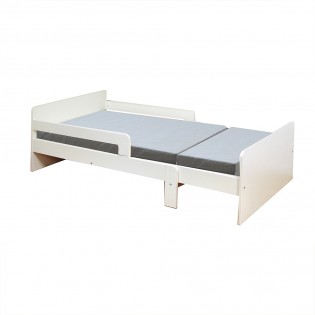Ausziehbares Bett ZOE 90x140-170-190-200 + 1 Lattenrost + 1 Matratze + 1 Schublade / Weiß