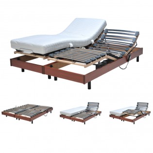 Ensemble 2 sommiers relaxation électrique FLEXPUR 80x200 / Décor Merisier