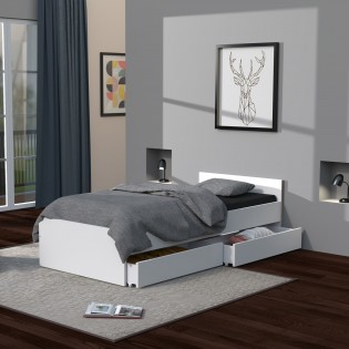 BETT KAPPA mit Schubladen / Bett 90x190 - Weiß