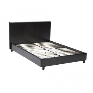 Lit ATLANTA 140x200 + 1 sommier + 1 matelas CARLTON / Noir