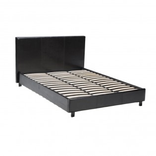 Lit ATLANTA 160x200 + 1 sommier + 1 matelas CARLTON / Noir