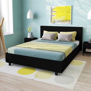 Lit ATLANTA 140x200 + 1 sommier + 1 matelas CARLTON / Noir