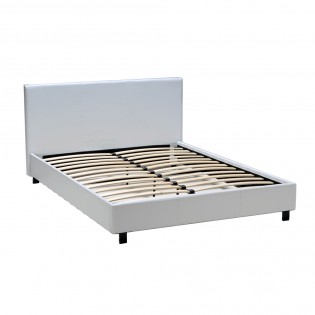 Lit ATLANTA 140x190 + 1 sommier + 1 matelas CARLTON / Blanc