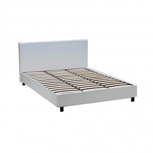 Lit ATLANTA 160x200 + 1 sommier + 1 matelas CARLTON / Blanc