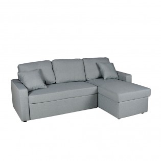 Canapé d'angle ODEON convertible, coffre et réversible / Gris