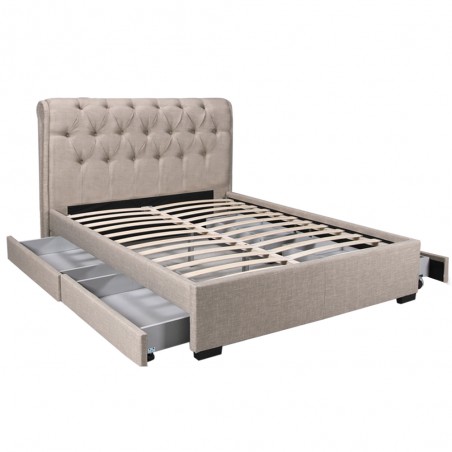 Lit atlanta 140x190 + 1 sommier + 1 matelas carlton - Conforama