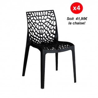 Set aus 4 stapelbaren Stühlen TELA / Schwarz